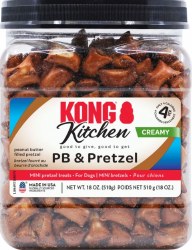 Kong Kitchen Peanut Butter and Pretzel Crunchy Biscuits, Dog Treats, 18oz