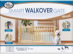 Four Paws Smart Wooden Walkover Pet Gate with Door, 18x30-44"
