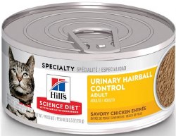 Hills Science Diet Urinary Tract Health and Hairball Control Formula with Roasted Chicken and Rice Canned, Wet Cat Food, 5.5oz