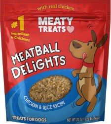 Meaty Treats Meatball Delights Chicken and Rice, Dog Treats, 20oz