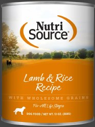 NutriSource All Life Stages Formula Lamb and Rice Recipe Canned, Wet Dog Food, 13oz