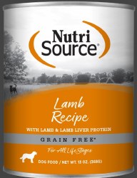 NutriSource All Life Stages Formula Grain Free Real Lamb Select Canned, Wet Dog Food, 13oz