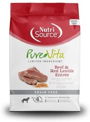 Pure Vita Grain Free Beef and Red Lentils Recipe, Dry Dog Food, 4lb