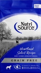 NutriSource Grain Free Heartland Select Bison, Chicken, and Menhaden Fish Meal Protein, Dry Dog Food, 15lb