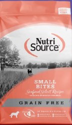 NutriSource Seafood Select Small Bites with Salmon and Menhaden Fish Grain Free Dry Dog Food 15 lbs