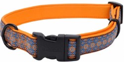 Neoprene Collar 5/8 inch x 12-18 inch Morrocan Tile Blue and Orange