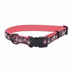 Neoprene Collar 1 inch x 18-26 inch Pink and Yellow Flowers on Black