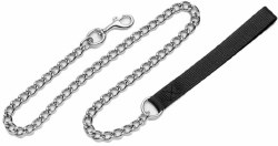 Extra Heavy Chain Leash 4.0mm 6 Inch Black With Nylon Handle