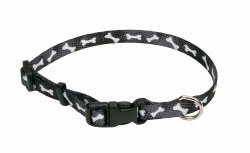 3/8 inch x 8-12 inch  Adjustable Collar Black and White Bones