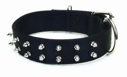 Macho Double Ply Spiked Nylon Collar Large 3/4 inch x 22 inch Black