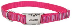 Ribbon Adjustable Collar 5/8 inch x 12-18 inch Pink Flamingo Stripe