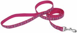 Nylon Ribbon Leash 5/8 inch Pink Striped Flamingo