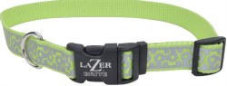 Reflective Adjustable 1 inch x 18-26 inch Lime Geometric Collar