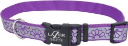 Reflective Adjustable 1 inch x 18-26 inch Purple Daisy Collar