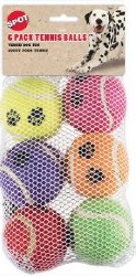 Spot Paw Print Tennis Balls Value Pack, Assorted, 2.5 inch, 6 count