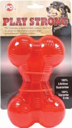 Spot Play Strong Rubber Bone, Red, 6.5in