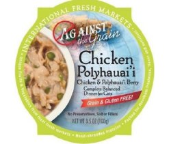 Against the Grain Farmers Market Chicken and Polyhauaii Berry Recipe Grain Free Canned Wet Cat Food case of 24, 2.8oz Tubs