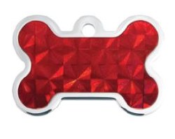 Dog Tag Bone Shape, Red, Large