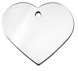 Dog Tag Heart Shape, Chrome, Large