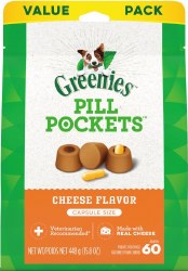 Greenies Pill Capsule Cheese Flavor, Dog Treats, 60 Count