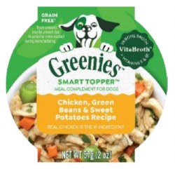 Greenies Topper Chicken, Sweet Potato and Green Beans in Bone Broth, Wet Dog Food, 2oz