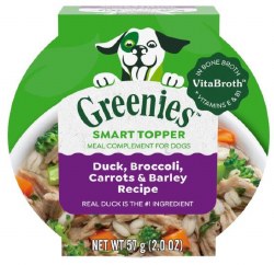 Greenies Topper Chicken, Duck, Green Beans and Carrots in Bone Broth, Wet Dog Food, 2oz