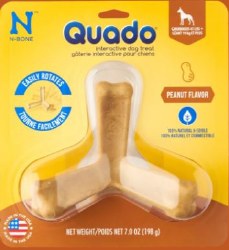 Quado N-Bone Interactive Dental Dog Treat, Peanut Butter, Large