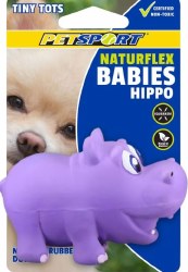 Petsport Naturflex Babies Hippo, Natural Latex, Squeaker Inside, Dog Toy, 3.5 inch