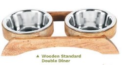 Advance 1 Pint Wood Bone Double Diner Stainless Steel Dish