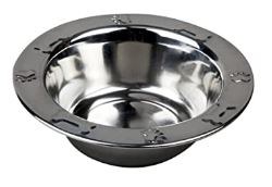 Advance Pet Embosed Stainlees Steel Dish, Dog Bowls, 1Qt