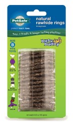 Petsafe Busy Buddy Natural Rawhide Rings, Medium, 16 Count