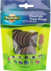 Petsafe Busy Buddy Natural Rawhide Rings, Peanut Butter Flavored, Small, 16 Count