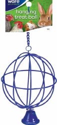 Ware Hanging Hay and Treat Ball with Bell, Small Animal Toy