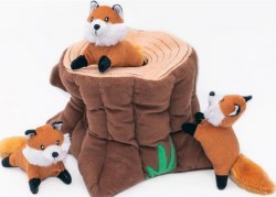 Zippy Paws Burrow Fox Stump, Brown, Dog Toys, Extra Large