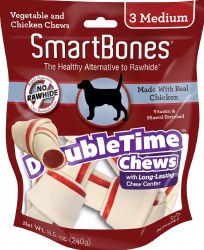 Smartbone DoubleTime Rolls with Long-Lasting Chew Center Chicken Flavored Medium 3 Pack Dog Chews