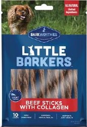 Barkworthies Little Barkers Beef Sticks with Collagen, Dog Treats, 10 Pack