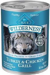 Blue Buffalo Wilderness Turkey and Chicken Grill Recipe Grain Free Canned, Wet Dog Food, 12.5oz