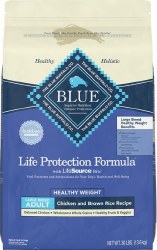 Blue Buffalo Life Protection Large Breed Healthy Weight Adult Formula Chicken and Brown Rice Recipe Dry Dog Food 30lb