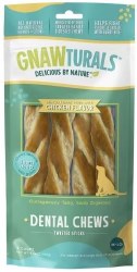 Gnawturals Dental Chews Twisted Stick, Dog Dental Chew, Chicken, Large, 4 Count