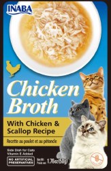 Inaba Chicken Broth with Chicken and Scallop Side Dish for Cats, Cat Treat, 1.76oz