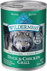 Blue Buffalo Wilderness Duck and Chicken Grill Recipe Grain Free Canned Wet Dog Food case of 12, 12.5oz Cans
