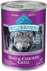 Blue Buffalo Wilderness Beef and Chicken Grill Recipe Grain Free Canned, Wet Dog Food, 12.5oz