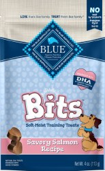 Blue Buffalo Blue Bits Savory Salmon Recipe Soft Moist Training Dog Treats 4oz