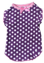 Puppy Purple Tee with White Polka Dots, Medium