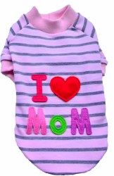 I Love My Mom Pattern T-Shirt, Medium