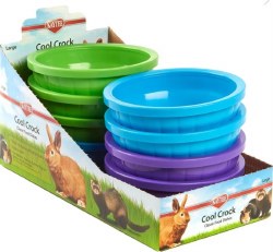 Kaytee Cool Crock for Small Animals, Assorted Colors, Large, 18oz, 8 count