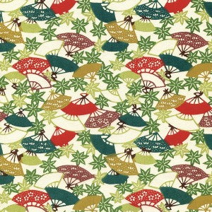 Katazome-Shi Red &amp; Green Fan