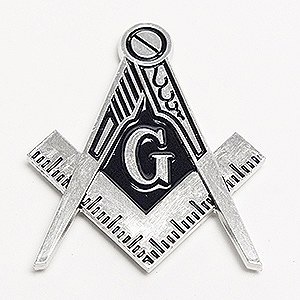 Silver Square & Compass Die-cut Auto Emblem