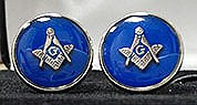 Round Masonic Cuff Links in Blue and Silvertone
