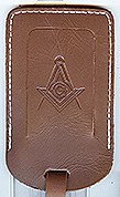 Masonic Luggage Tag in Brown Leather